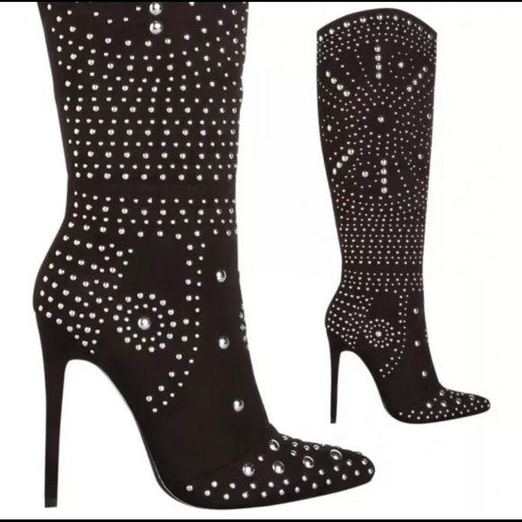 Western black cowgirl Embellished high heel boots - Picture 14 of 16